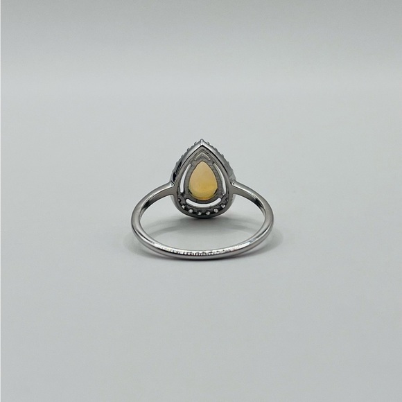 Pear Cut Natural White Opal and White Topaz Ring - Picture 8 of 8